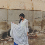 GARNET DRESS, IVORY EMBROIDERY COTTON