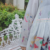 POPPY DRESS, IVORY // MULTICOLOR COTTON