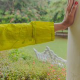 KEYA DRESS, LIME CHIKAN EMBROIDERY