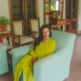 KEYA DRESS, LIME CHIKAN EMBROIDERY