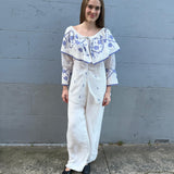 SKY SHIRT, IVORY // INDIGO JAMDANI COTTON