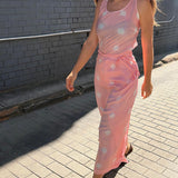 ROSE SKIES CUPRO TANK, PINK POLKA TIE DYE
