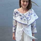 SKY SHIRT, IVORY // INDIGO JAMDANI COTTON