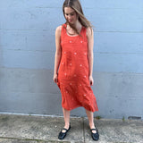 ALICE TANK DRESS, BURNT ORANGE JAMDANI COTTON