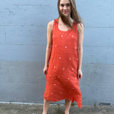 ALICE TANK DRESS, BURNT ORANGE JAMDANI COTTON