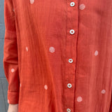 ZINNIA SHIRT DRESS, POLKA BURNT ORANGE JAMDANI