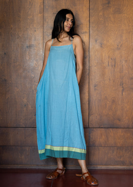 NEELA SLIP, BLUE COTTON