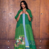 RASA FLORAL SHIRTDRESS, GREEN JAMDANI