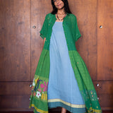 RASA FLORAL SHIRTDRESS, GREEN JAMDANI