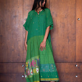 RASA FLORAL SHIRTDRESS, GREEN JAMDANI