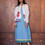 MEERA SHIRT, WHITE BLOCKPRINT COTTON
