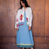 MEERA SHIRT, WHITE BLOCKPRINT COTTON