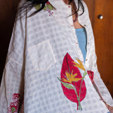 MEERA SHIRT, WHITE BLOCKPRINT COTTON