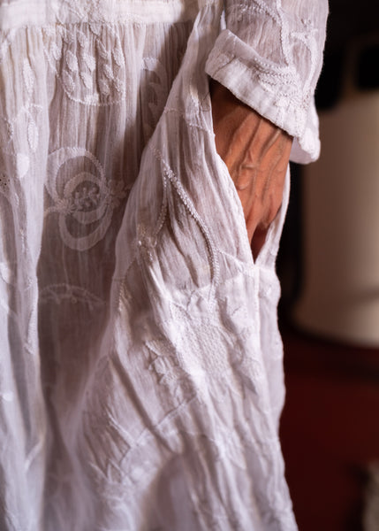 ELLE DRESS, WHITE EMBROIDERY