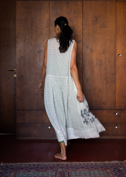 JAMDANI SHIFT DRESS, IVORY// GREY