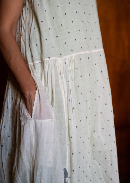 JAMDANI SHIFT DRESS, IVORY// GREY