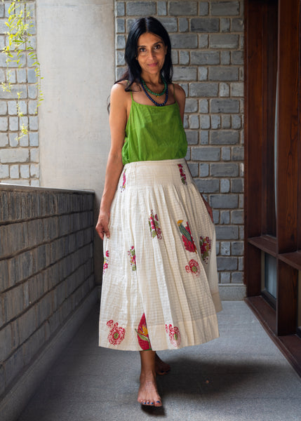 MARONE SKIRT, RED / WHITE BOTANIC