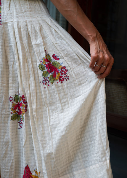 MARONE SKIRT, RED / WHITE BOTANIC