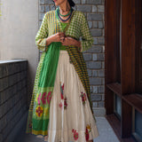 SAANVI OVERLAY, GREEN // WHITE COTTON