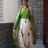 SAANVI OVERLAY, GREEN // WHITE COTTON