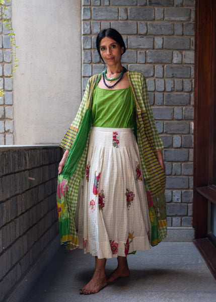 SAANVI OVERLAY, GREEN // WHITE COTTON