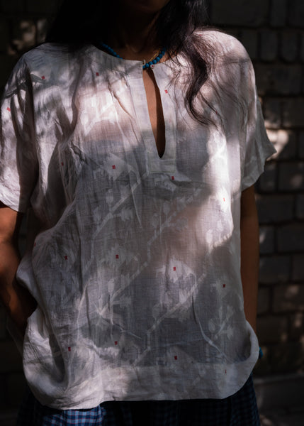 DAISY BLOUSE, WHITE // RED COTTON