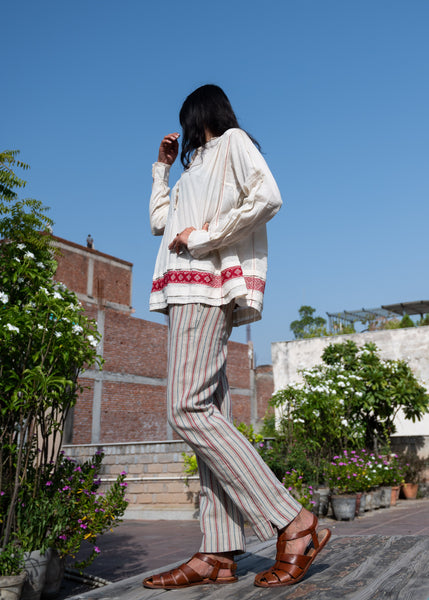 VANI SHIRT, IVORY // RED COTTON