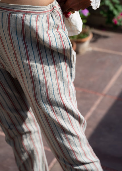 KHADI PANTS, BEIGE STRIPE