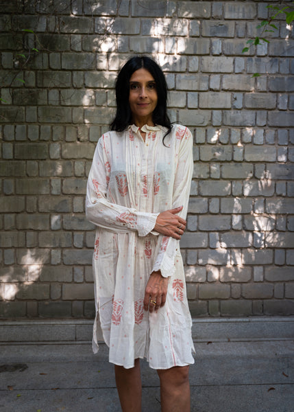 LINA DRESS, IVORY/RED COTTON