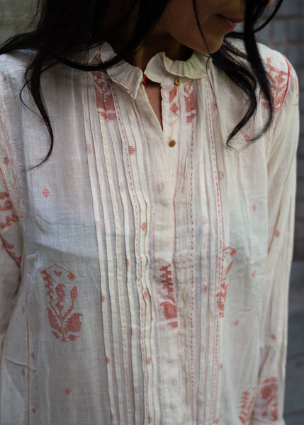 LINA DRESS, IVORY/RED COTTON