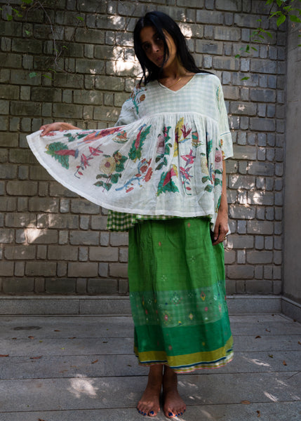 BOTANIC BLOUSE, GREEN FLORAL