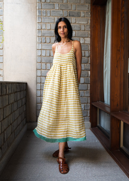 SUN SLIP DRESS, STRIPE YELLOW