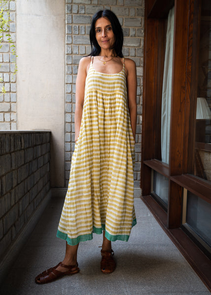 SUN SLIP DRESS, STRIPE YELLOW