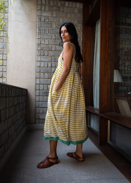 SUN SLIP DRESS, STRIPE YELLOW