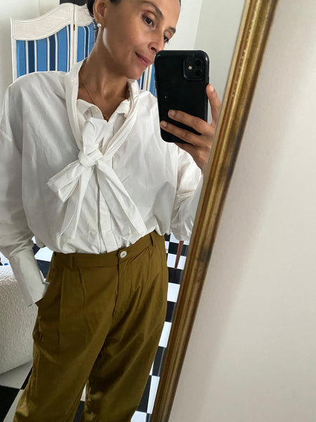 LAYA PANTS, OLIVE COTTON