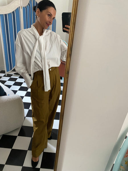 LAYA PANTS, OLIVE COTTON