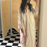 CANNA CAFTAN, IVORY // FUCHSIA  CLAMP DYE