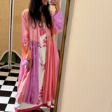PALEMO PANEL DRESS, PINK BANDHINI SILK