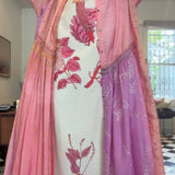 PALEMO PANEL DRESS, PINK BANDHINI SILK