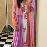 PALEMO PANEL DRESS, PINK BANDHINI SILK