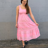 IVES PLEAT DRESS, VOILE PINK