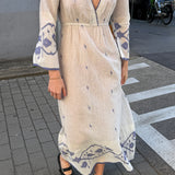 JASMINE DRESS, IVORY // INDIGO JAMDANI COTTON