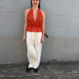 LUNA HALTER BLOUSE, POLKA BURNT ORANGE JAMDANI
