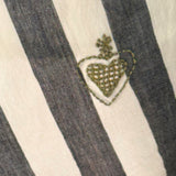 YAMUNA MAXI SKIRT, IVORY / BLACK STRIPE COTTON