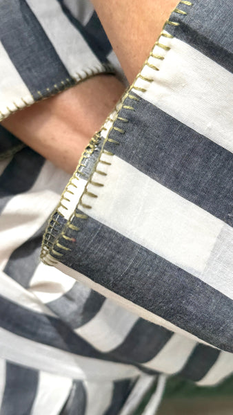 YAMUNA SHIRT, IVORY / BLACK STRIPE COTTON