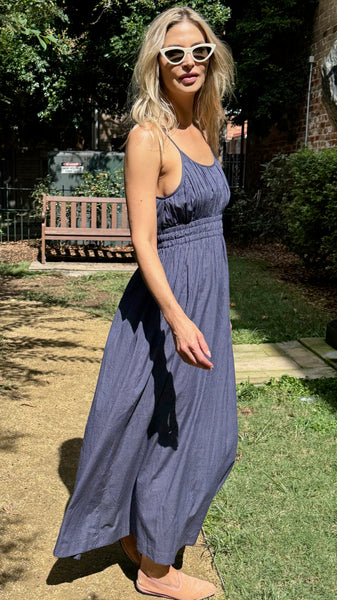 YASMINE DRESS, NAVY GINGHAM