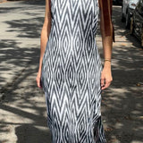 RIBBON DRESS, IKAT MONOCHROME HANDLOOM COTTON