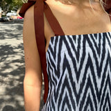 RIBBON DRESS, IKAT MONOCHROME HANDLOOM COTTON