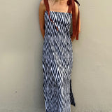 RIBBON DRESS, IKAT MONOCHROME HANDLOOM COTTON