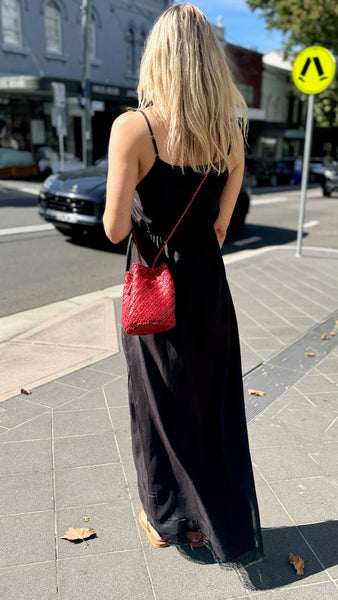 LEILA SLIP DRESS, BLACK SILK